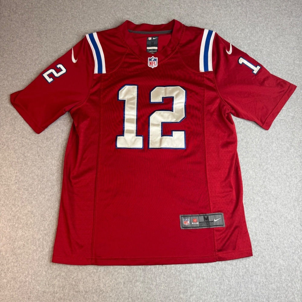 Vintage Red Nike New England Patriots Tom Brady 12 Elite On Field Jersey Mens M